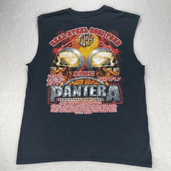 Vintage Pantera Tour T Shirt Men’s Size Large  2001 Real Steel Tour Sleeveless - Picture 3 of 11